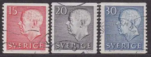 Schweden, Mi-Nr. 468 A, 469 A + 470 A gest., König Gustav VI. Adolf