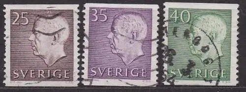 Schweden, Mi-Nr. 478 A, 479 A + 480 A gest., König Gustav VI. Adolf