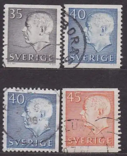 Schweden, Mi-Nr. 521 A, 522 A, 522 Dr + 523 A gest., König Gustav VI. Adolf