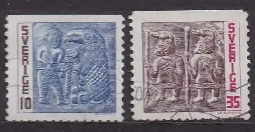 Schweden, Mi-Nr. 580 Do + 583 Do gest., Bronzematritzen aus Torslunda