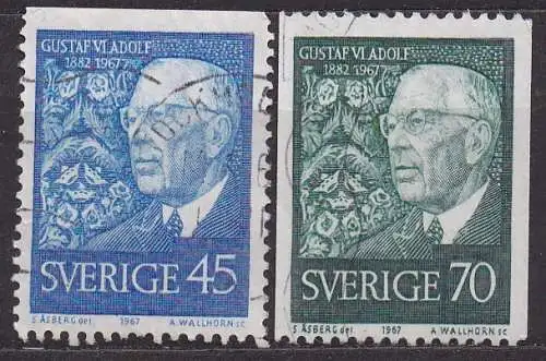 Schweden, Mi-Nr. 594 Do + 595 C gest., 85. Geburtstag von König Gustav VI. Adolf