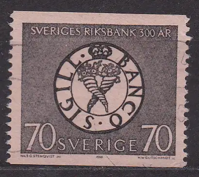 Schweden, Mi-Nr. 604 A gest., 300 Jahre Schwedische Reichsbank