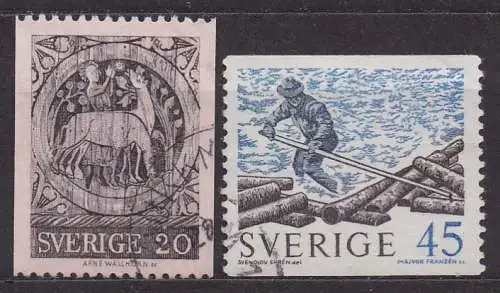 Schweden, Mi-Nr. 665 C + 666 A gest., Heiliger Staffan + Flößer