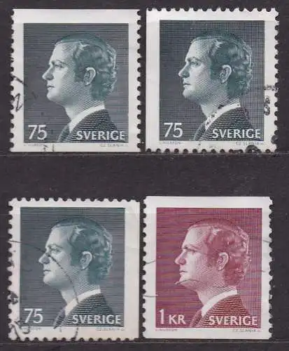 Schweden, Mi-Nr. 850 yA, 850 yDl, 850 yDr + 851 yA gest., König Carl XVI. Gustav