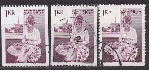 Schweden, Mi-Nr. 938 xC, 938 yC + 938 yDu gest., Kunsthandwerk