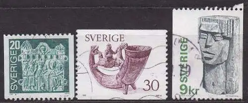 Schweden, Mi-Nr. 955 x, 956 x + 958 x gest., Kunsthandwerk