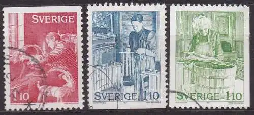 Schweden, Mi-Nr. 1007 D, 1008 D + 1009 C gest., Weihnachten 1977