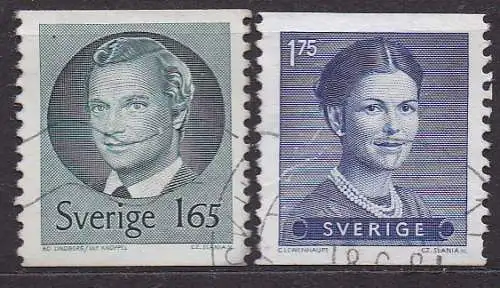 Schweden, Mi-Nr. 1149 + 1151 gest., König Carl XVI. Gustav + Königin Silvia