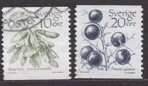 Schweden, Mi-Nr. 1220 + 1222 gest., Früchte