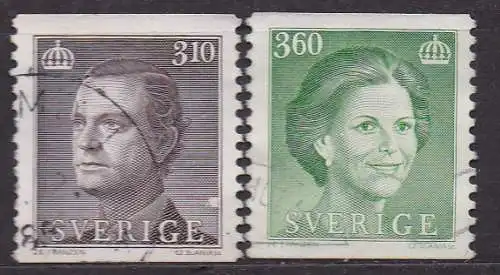 Schweden, Mi-Nr. 1418 - 1419 gest., kompl., König Carl XVI. Gustav + Königin Silvia