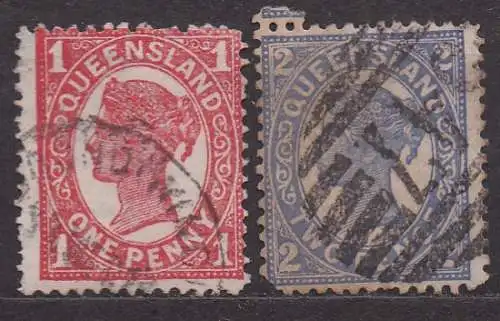 Australische Staaten - Queensland, Mi-Nr. 95 + 96 gest., Königin Viktoria