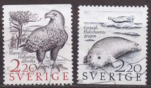 Schweden, Mi-Nr. 1479 + 1480 gest., Seeadler + Robbe