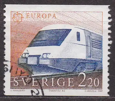 Schweden, Mi-Nr. 1501 gest., Europa CEPT 1988: Hochgeschwindigkeitszug