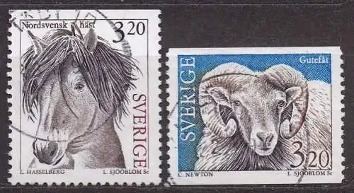 Schweden, Mi-Nr. 1804 + 1806 gest., Haustiere