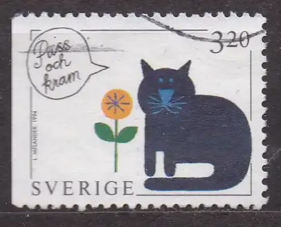 Schweden, Mi-Nr. 1836 gest., Grußmarke: Katze
