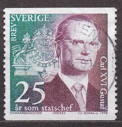 Schweden, Mi-Nr. 2063 gest., 25 Jahre Regentschaft von König Carl XVI. Gustav