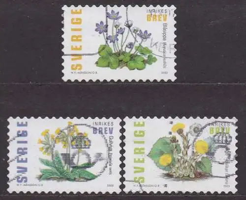 Schweden, Mi-Nr. 2350 - 2352 gest., kompl., Frühlingsblumen