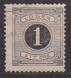 Schweden, PortomarkeMi-Nr. 1 B gest., Ziffernzeichnung