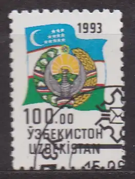 Usbekistan, Mi-Nr. 33 gest., Flagge und Wappen