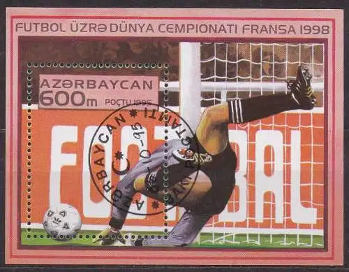 Aserbaidschan, Block Mi-Nr. 17 gest., Fußball-Weltmeisterschaft Frankreich 1998