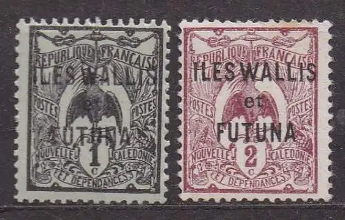 Wallis & Futuna, Mi-Nr. 1 * + 2 (*), Kagu