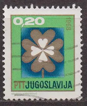 Jugoslawien, Mi-Nr. 1254 gest., Glücksklee