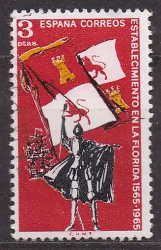 Spanien, Mi-Nr. 1561 gest., 400. Jahrestag der Gründung von St. Agustin, Florida