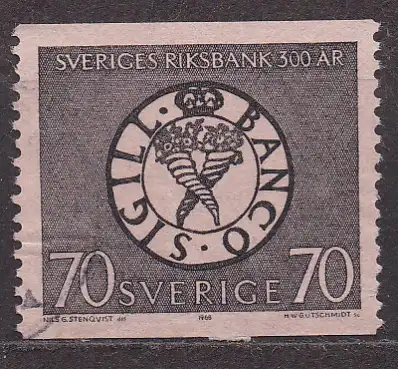 Schweden, Mi-Nr. 604 A gest., 300 Jahre Schwedische Reichsbank