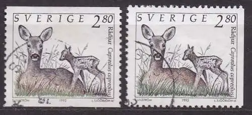 Schweden, Mi-Nr. 1701 A + 1701 D gest., Wildtiere: Reh mit Kitz