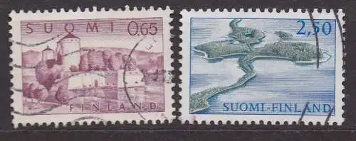 Finnland, Mi-Nr. 621 + 622 gest., Burg Olavinlinna + Landzunge von Punkaharju