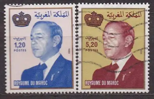 Marokko, Mi-Nr. 1149 + 1151 gest., König Hassan II.
