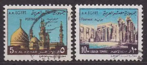 Ägypten - Arabische Republik, Mi-Nr. 540 + 541 gest., Historische Bauwerke: Al-Azar-Moschee + Luxor-Tempel