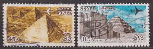 Ägypten - Arabische Republik, Mi-Nr. 737 X + 738 X gest., Pyramiden bei Gizeh + Stufenpyramide bei Sakkara