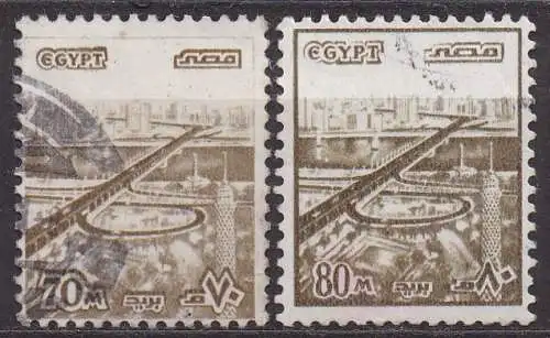 Ägypten - Arabische Republik, Mi-Nr. 795 + 874 gest., Brücke des 6. Oktober