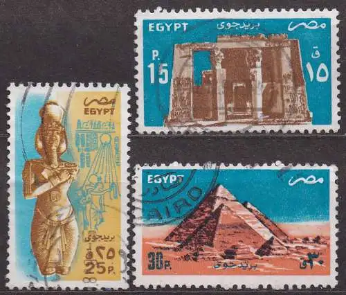 Ägypten - Arabische Republik, Mi-Nr. 979 Y, 982 Y A + 983 Y gest., Wahrzeichen und Kunstwerke