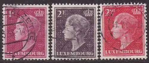 Luxemburg, Mi-Nr. 449, 453 + 454 gest., Großherzogin Charlotte