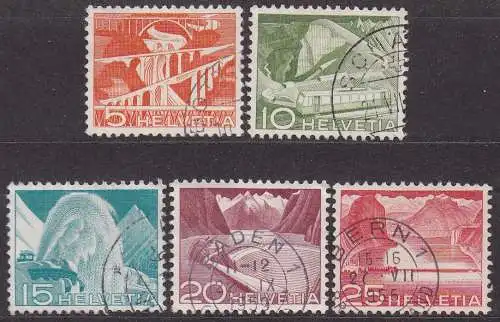 Schweiz, Mi-Nr. 530, 531, 532, 533 + 534 gest., Landschaften und techn. Motive