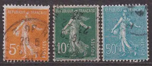 Frankreich, Mi-Nr. 140, 141 II + 143 gest., Säerin