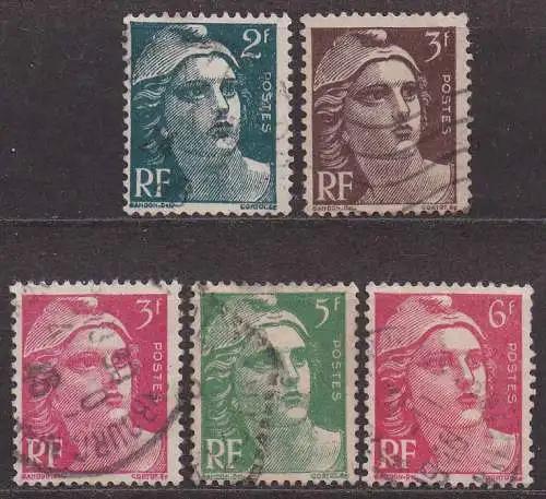 Frankreich, Mi-Nr. 685, 689, 690, 692 + 694 gest., Marianne