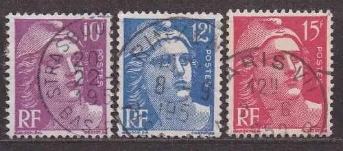 Frankreich, Mi-Nr. 803, 804 + 805 gest., Marianne