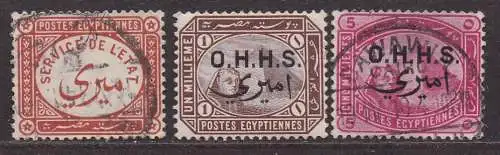 Ägypten - Türkisches Vizekönigreich, Dienstmarke Mi-Nr. 1, 2 + 5 gest., 