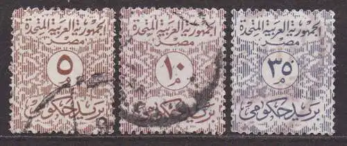 Ägypten - VAR, Dienstmarke Mi-Nr. 5, 6 + 7 gest., Wertziffer im Kreis