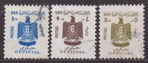 Ägypten - VAR, Dienstmarke Mi-Nr. 12, 13 + 14 gest., Staatswappen