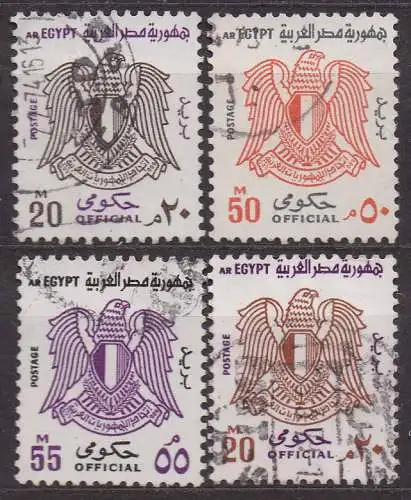 Ägypten - Arabische Republik, Dienstmarke Mi-Nr. 25, 26 X, 27 + 28 gest., Staatswappen