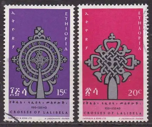 Äthiopien, Mi-Nr. 578 + 579 gest., Kreuz der Lalibela-Zeit