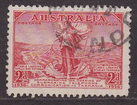 Australien, Mi-Nr. 132 gest., Eröffnung der unterseeischen Fernsprechverbindung Australien - Tasmanien