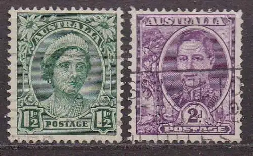 Australien, Mi-Nr. 164 + 165 gest., Königin Elisabeth + König Georg VI.