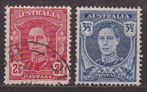 Australien, Mi-Nr. 166 + 167 gest.,König Georg VI.