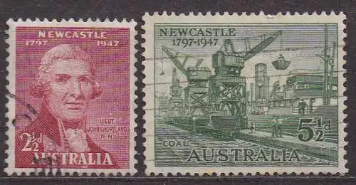 Australien, Mi-Nr. 179 + 181 gest., 150. Jahrestag der Gründung der Stadt Newcastle