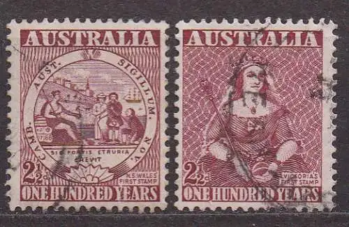 Australien, Mi-Nr. 207 - 208 gest., kompl., 100 Jahre australische Briefmarken